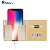 esooli 4 port socket with usb wall charger adapter eu plug socket power outlet panel electric wall charger adapter charging