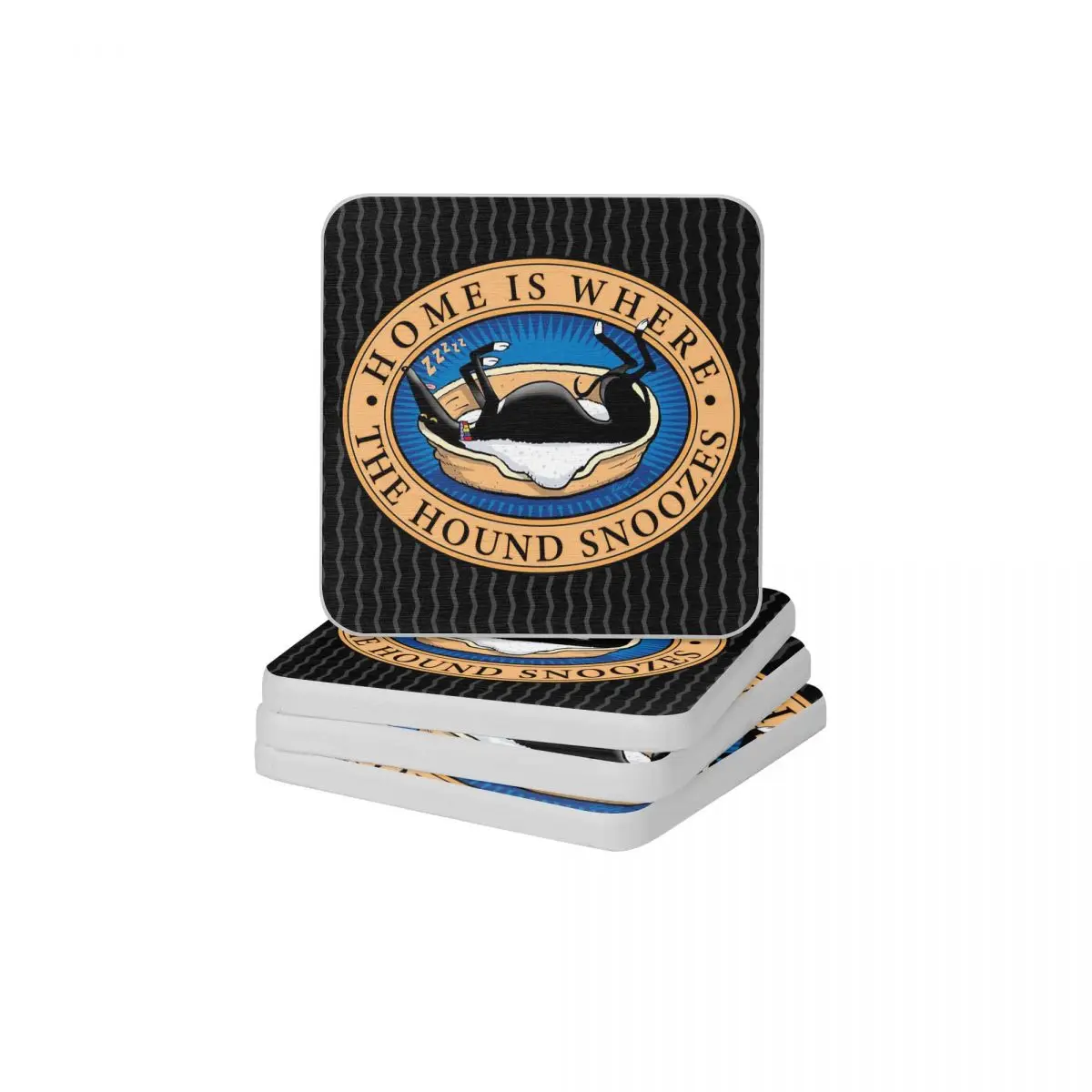 

Home Is Where The Hound Snoozes Diatomite Square Round Shape Coaster Anti-Scald Cup Bonsai Mat Soap Toothbrush Pad 10x10cm