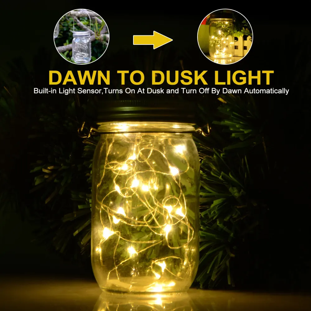 Солнечная стеклянная банка с завинчивающейся крышкой светильник ручками