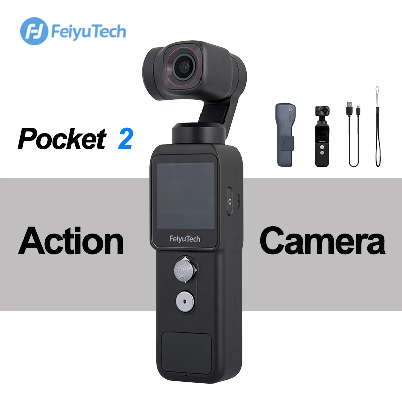 

Feiyutech Pocket 2 Action Camera 4K 60fps HD Camera AI Smart Tracking for Blogger 3-Axis Gimbal Stabilizer for Vlog Travel Video