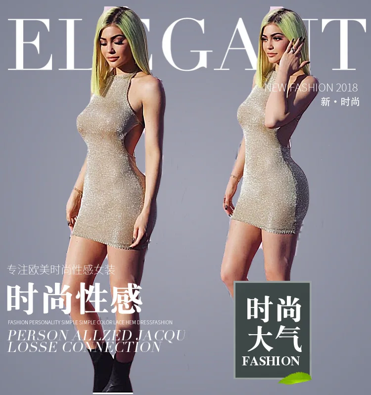 Платье с круглым вырезом и открытой спиной в европейском американском