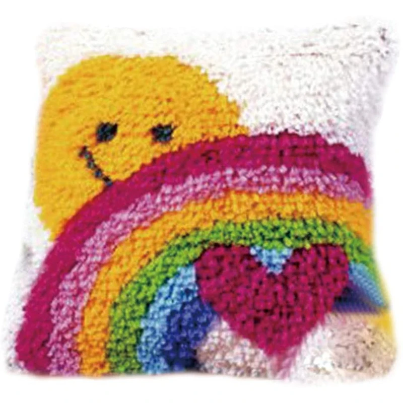 

DIY Cushion Carpet Mat Latch Hook Rug Kits Cover Embroidery Pillowcase Crocheting Latch Hook Kits for Adults Kids