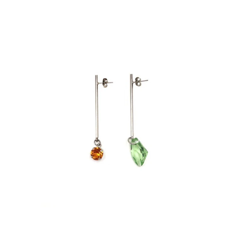 

HANGZHI 20SS New Punk Metal Drop Earrings Geometric Rhinestone Pearl Asymmetric Fashion Earing Jewelry Women Girls Party Tourism