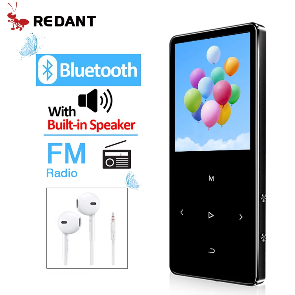 REDANT MP3 плеер Bluetooth hifi без потерь миниатюрный проигрыватель с fm радио наушники