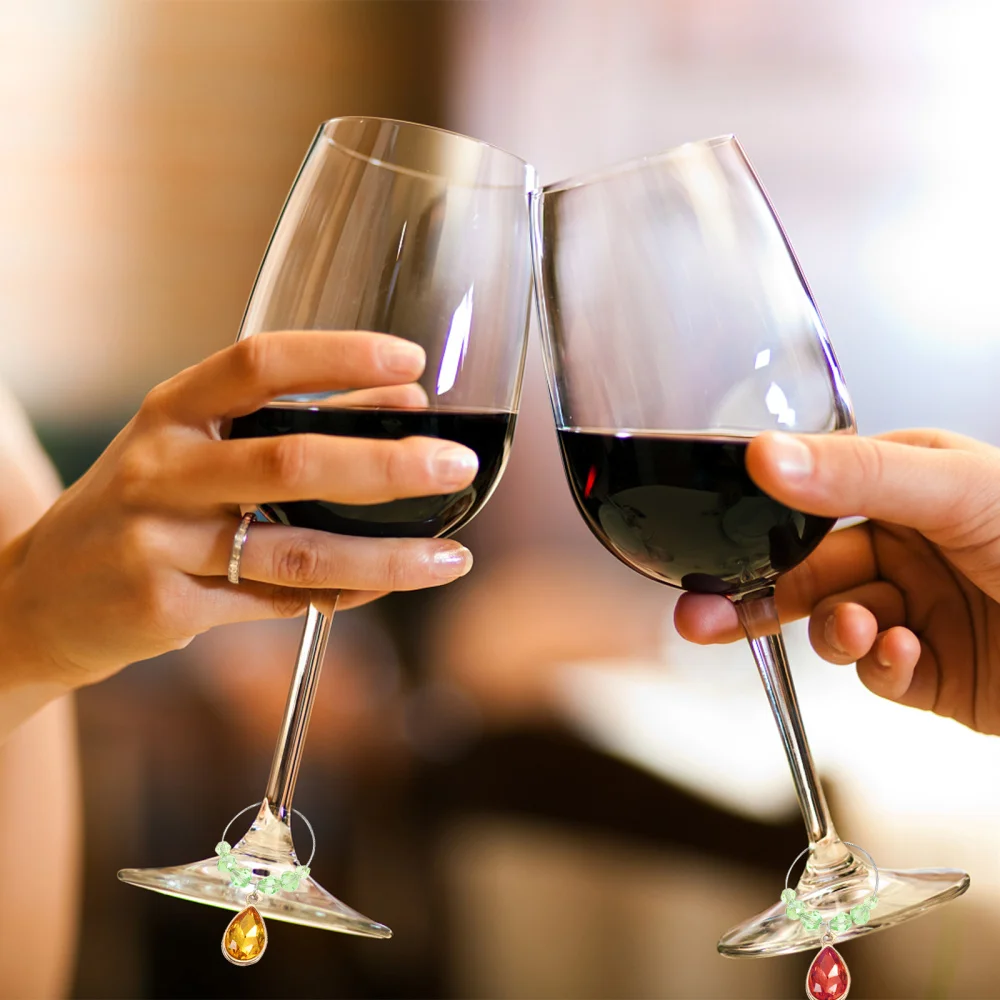 

6pcs Water Drop Shape Glass Marking Rings Glass Charms (Assorted Color)