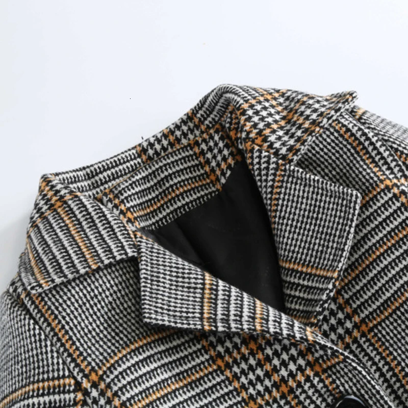 Детское пальто Брендовое Полосатое осенне-зимнее средней длины с клетчатым