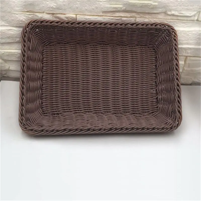 Темно коричневая простая модная ручная плетеная корзина для хранения еды из