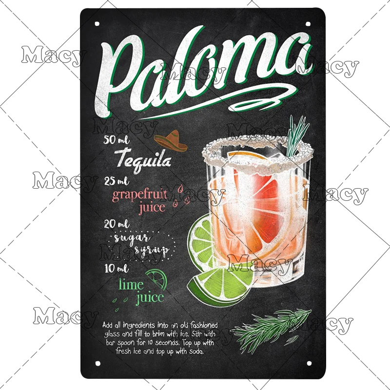 Винтажный металлический настенный постер с изображением холодного чая на