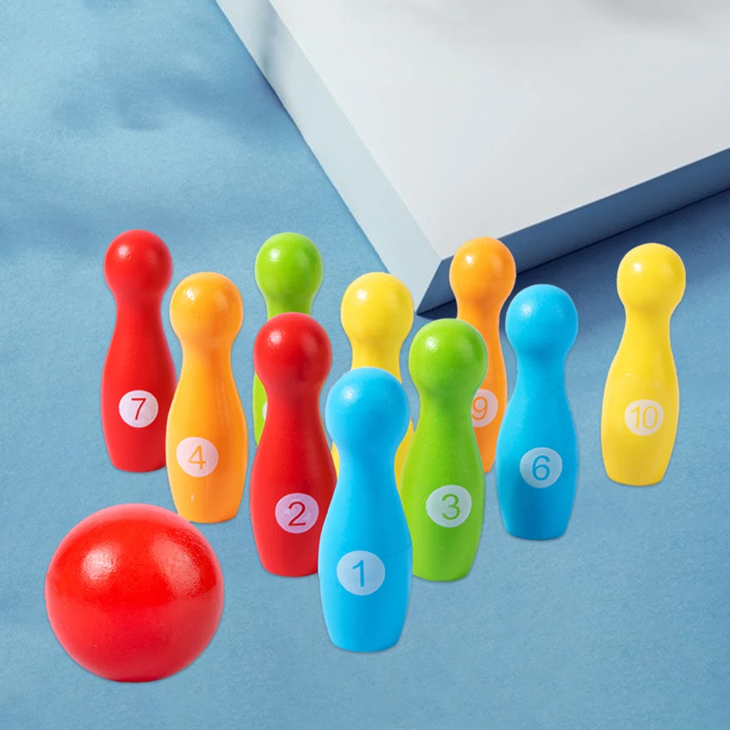 Деревянный Набор для боулинга игрушки Skittles с 10 булавками 1 шар обучающая игрушка