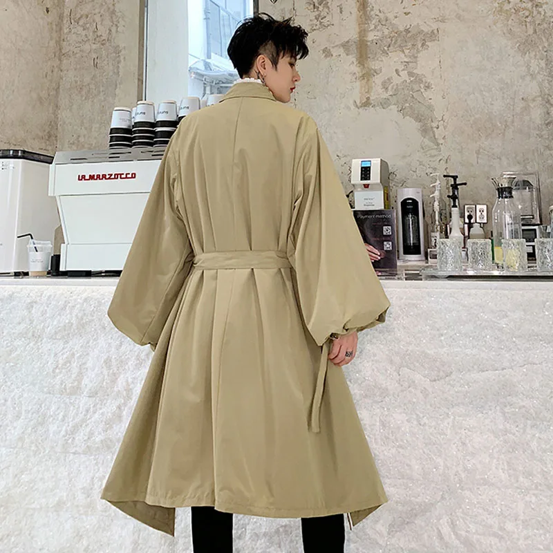 

Men Vintage Chic Puff Sleeve Loose Casual Long Trench Coat Male Women Streetwear Hip Hop Irregular Windbreaker Jacket Overcoat