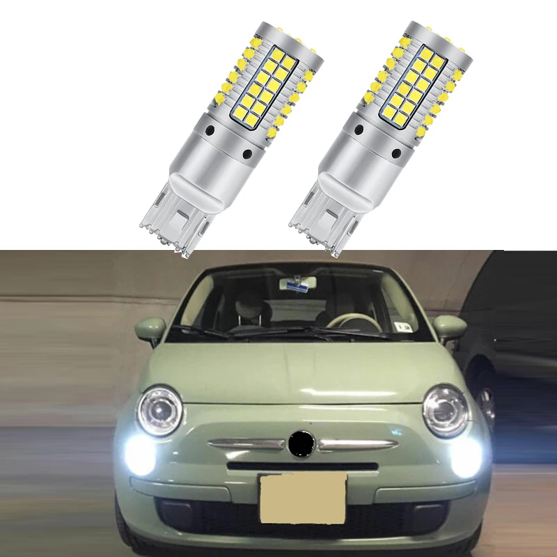 

2Pcs Canbus White For Fait 500 2007 - 2019 Led Daytime Running Light Bulbs with 69pcs 3030 High Power Led Chips No Error