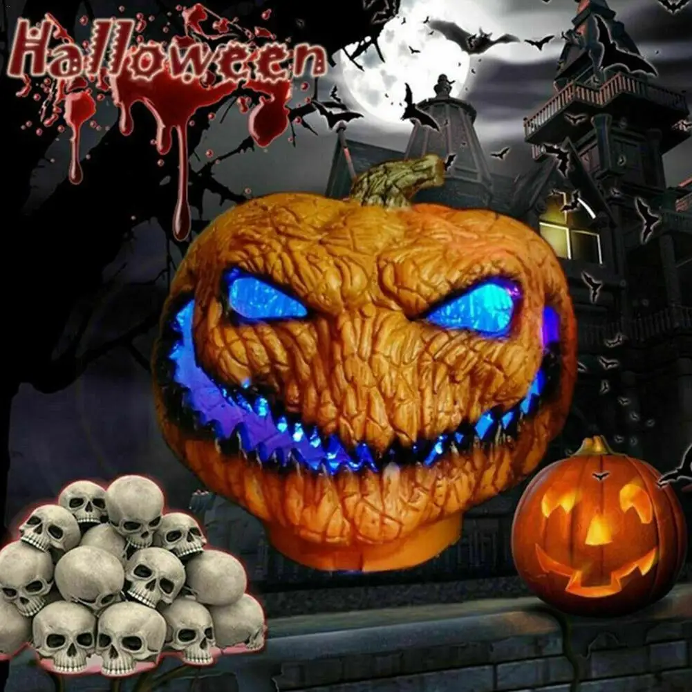 

Halloween LED Light Up Pumpkin Scray Outdoor Yard Horror Theme Party DIY Props Ghost Decorations Yellow Scary Pumpkin Lantern