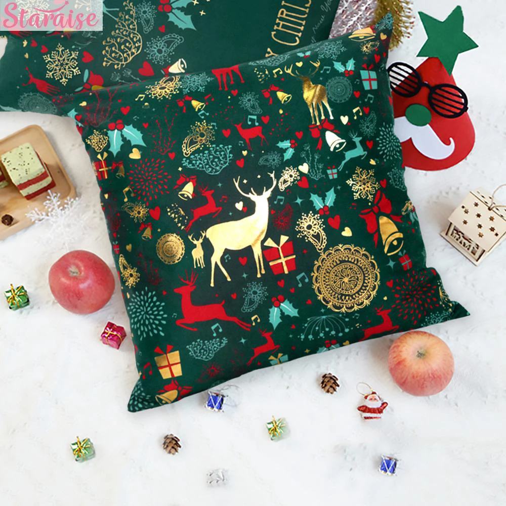 

Рождественская зеленая хлопковая Рождественская наволочка, Рождественское украшение, подарок, Рождественское украшение для дома, Рождест...