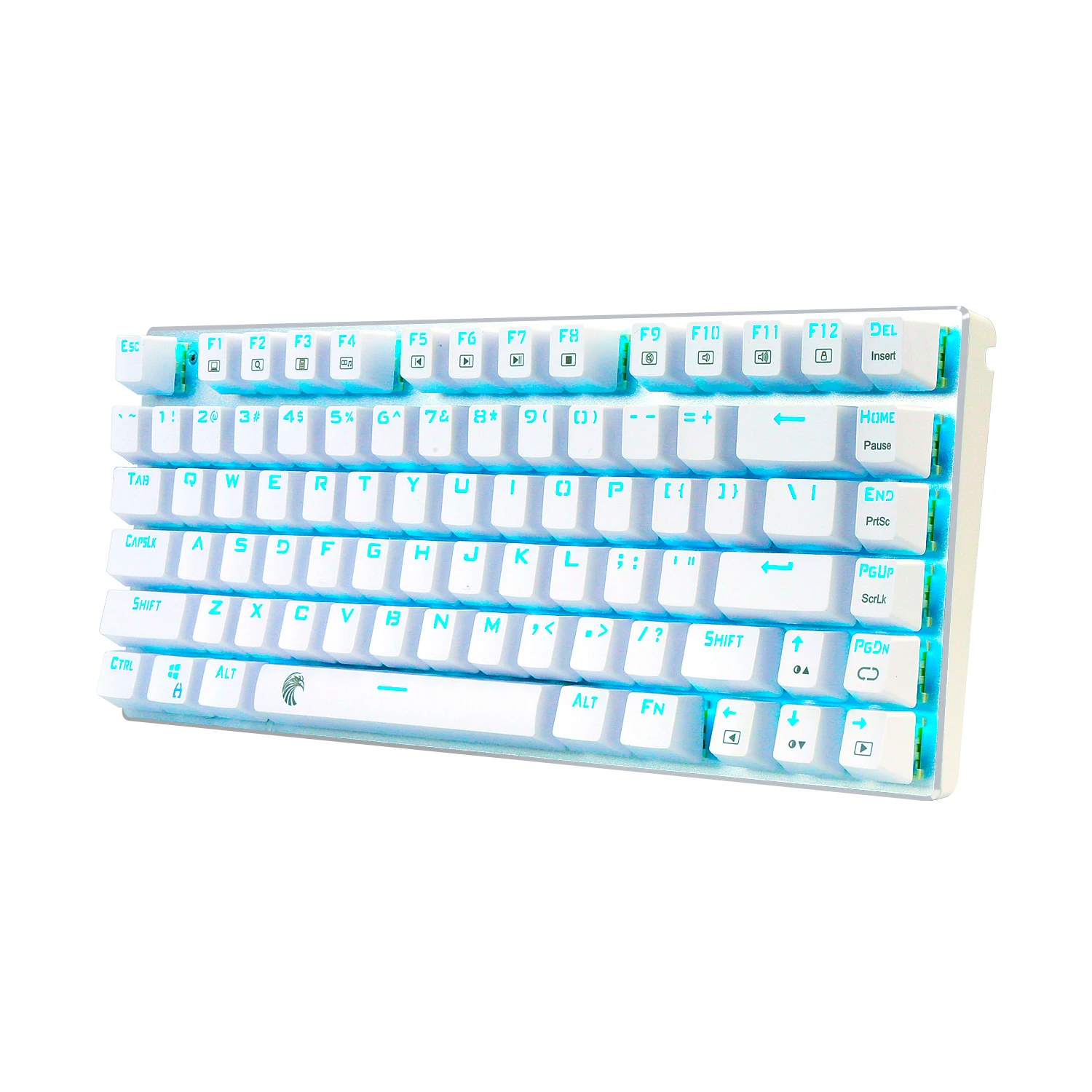 Механическая клавиатура TKL с синей светодиодной подсветкой, Клавишные переключатели, компактный 81 клавиша, маленькая игровая клавиатура для ПК, белый