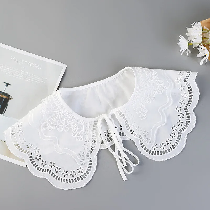 

Lace Floral Hollow Fake Collars Shawl for Women Embroidery Shirt Female Detachable Collar Clothes Accessories