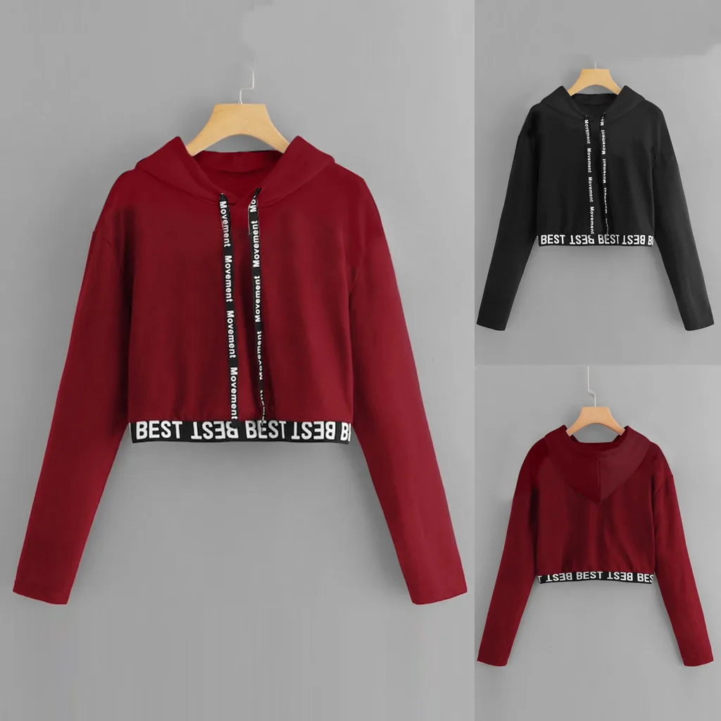 Женская Повседневная Толстовка с буквенным принтом пуловер длинными рукавами и