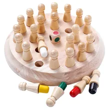 Wooden Toy Educational Cognitive Ability Learning Toys Montessori Children Kids Memory Match Stick Chess Fun Colors Board Game