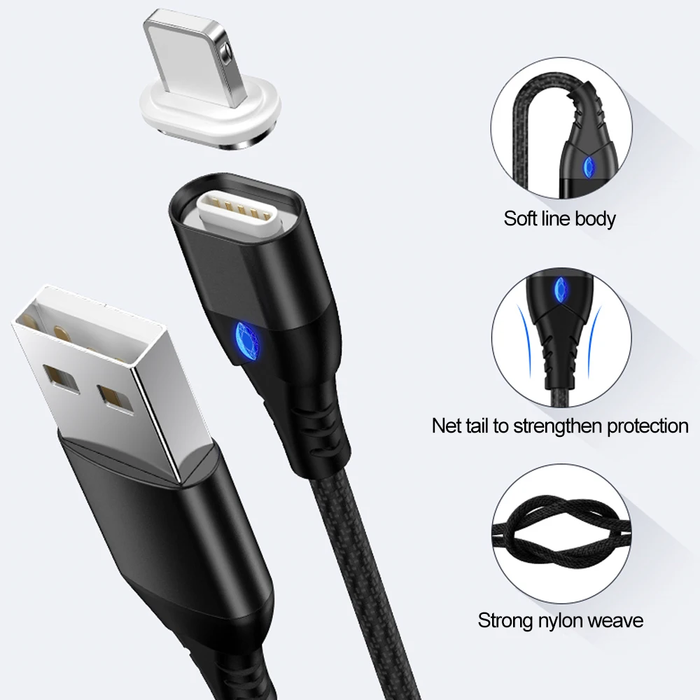 Магнитный USB кабель для зарядки 3 А 1 м|Кабели мобильных телефонов| |
