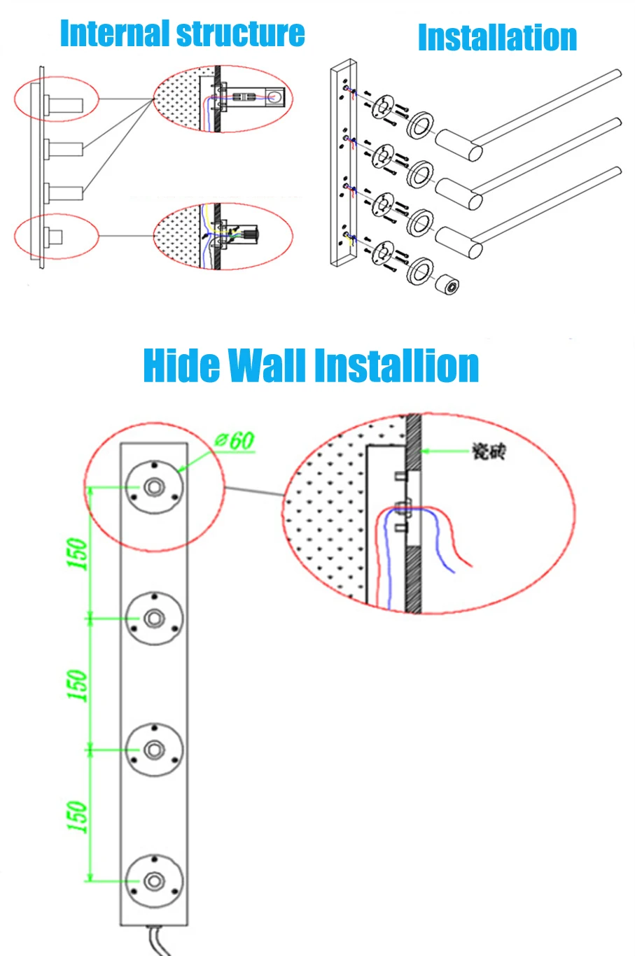 Скрытое соединение однорычажный комбинированный электрический обогреватель