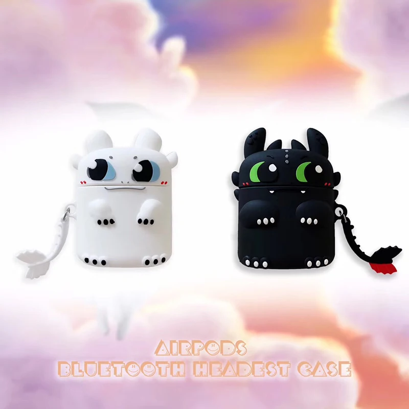 New Night Fury Light train dragon soft silicon Wireless Earphone Charging Cover for Apple AirPods 1 2 Bluetooth Box Headset case