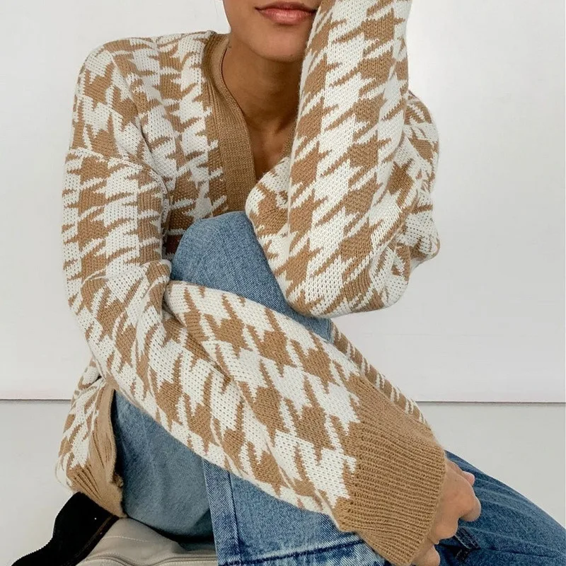 

NIBESSER 2021 Autumn Winter Women's Sweaters Buttons Cardigans Plaid Harajuku Oversize Korean Knitted Lady Tops Women Cardigans