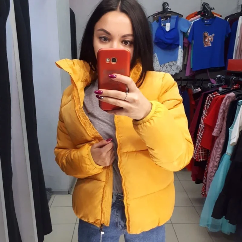 FORERUN Mode Bubble Jas Effen Standaard Kraag негабаритный Korte зимняя парка для женщин 2019 | Женская