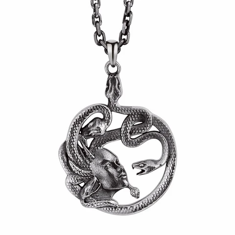 Старинная греческая мифология Женская Змея Медуза Высококачественная Металлическая Подвеска Ожерелье для мужчин и женщин Модная бижутерия амулет подарок