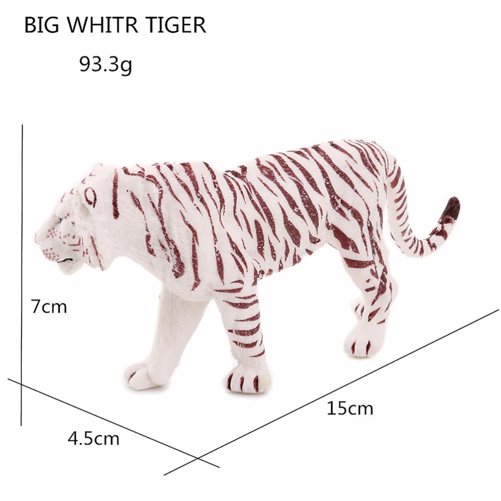 

1PC Simulated Animal Model Male White Tiger Decoration Lifelike Wildlife Desktop Ornament
