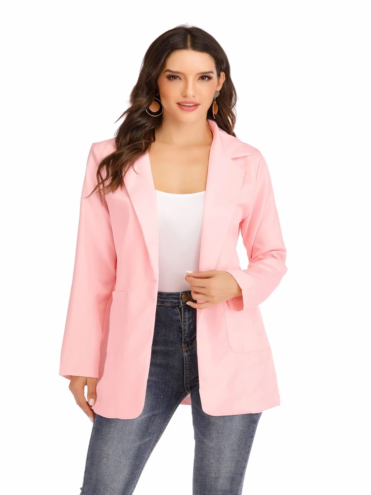 

Fashion Korean Casual Womens Blazer Spring Autumn Long Blazer Women Suit Outwear Slim Coats Office Ladies Blazer Work Jackets