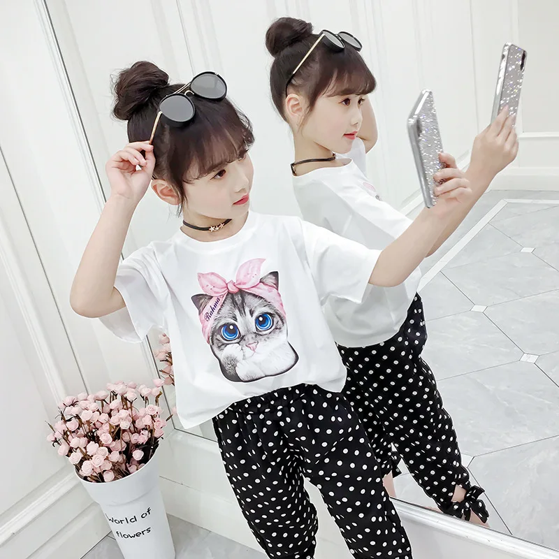 

Fashion Blouses T-Shirt 2020 Girls Summer Cotton Cartoon O-Neck Short Sleeve Shirt Nice Easter Teenage Boutique Factory Clothing