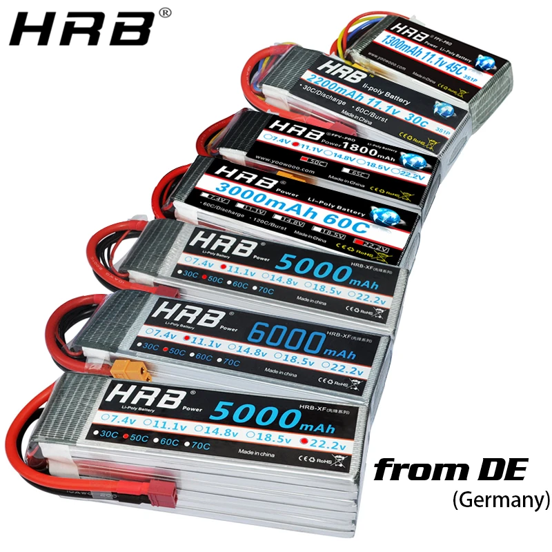 gemany склад hrb 2s 3s 4s 5s 6s lipo battery1500mah 2200mah 5000mah 3300mah xt60 t ec5 ec2 74 v 111 v 148 v 222 v rc