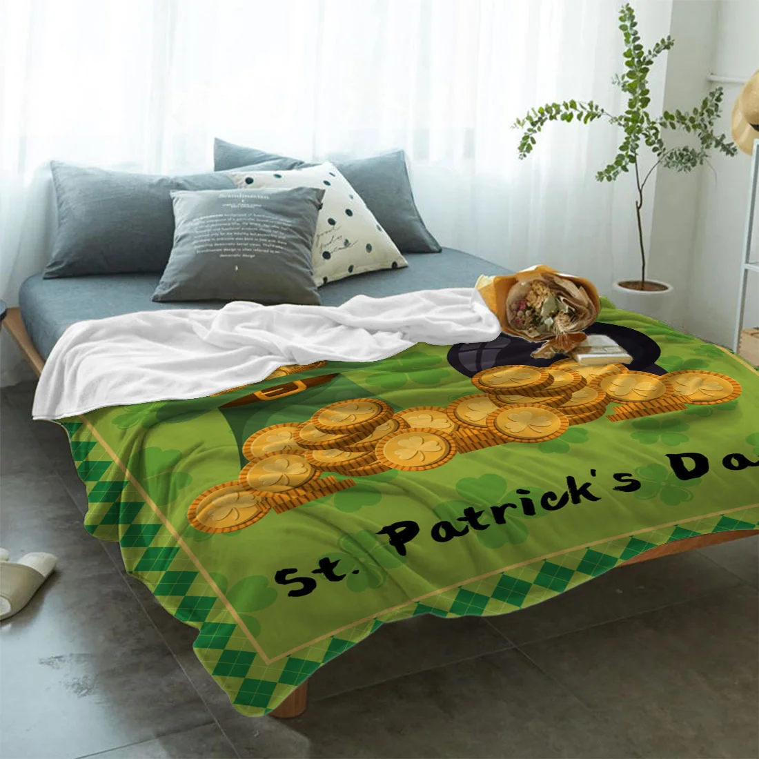 День Святого Патрика рогоносцы Сапоги Золотые монеты бросок одеяло мягкие