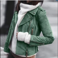 oblique zipper cardigan solid slim spring female new fashion vintage long sleeve pu leather jacket womens autumn biker jacket
