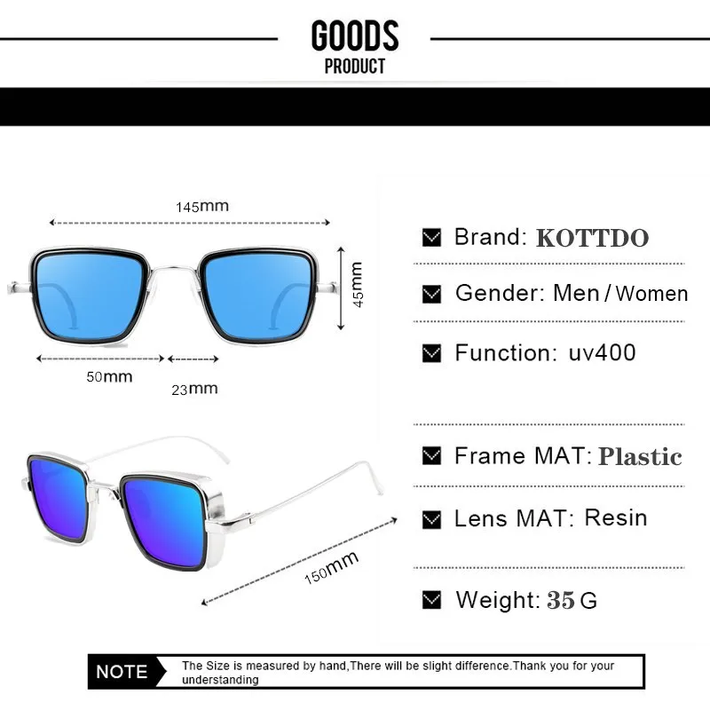 

2021 Fashion Square Metal Men Sunglasses Vintage Anti-reflective Mirror Glasses Classic Design Women Sun Glasses Uv400