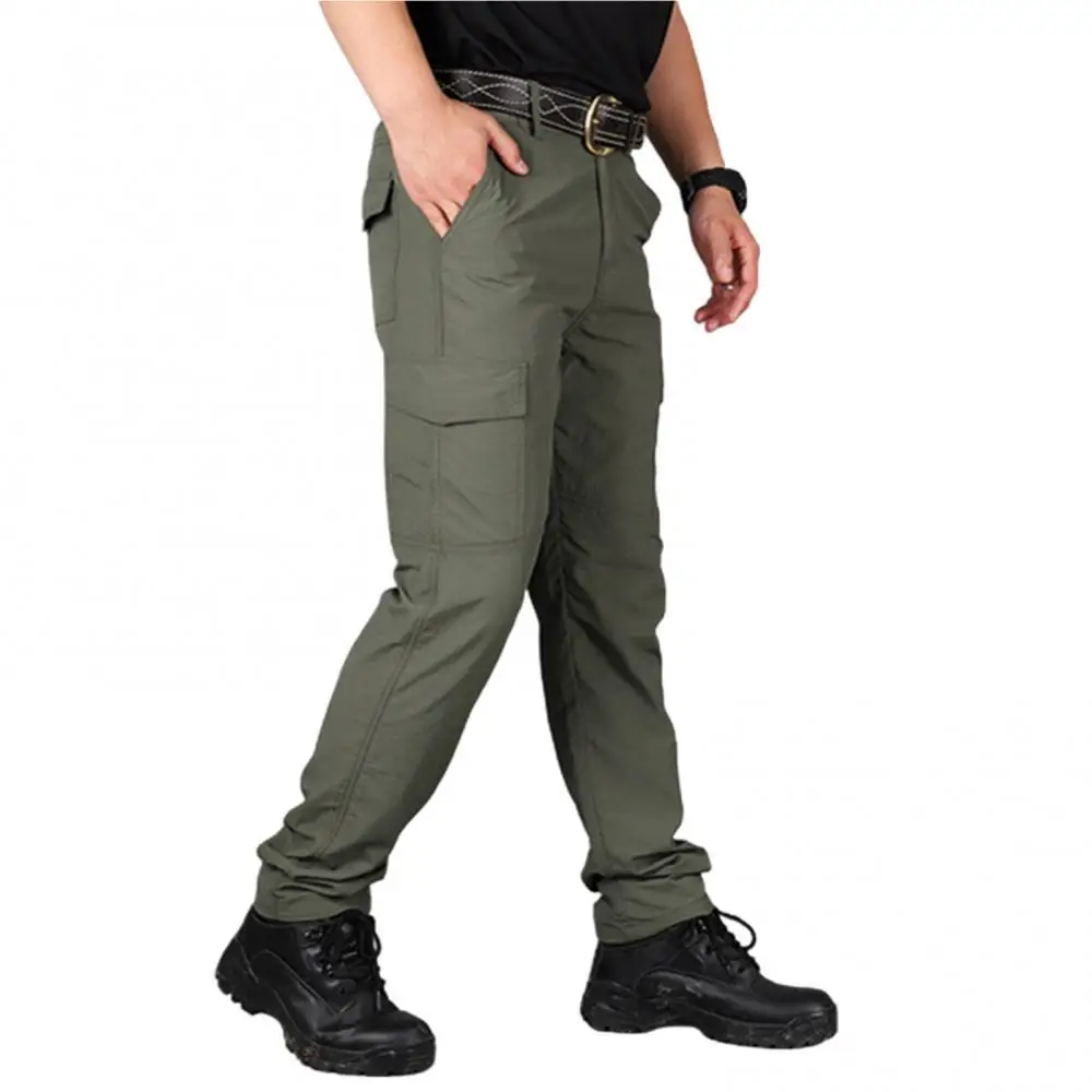 

70% Hot Sale Men Solid Color Pockets Quick Drying Breathable Joggers Cargo Pants Trousers