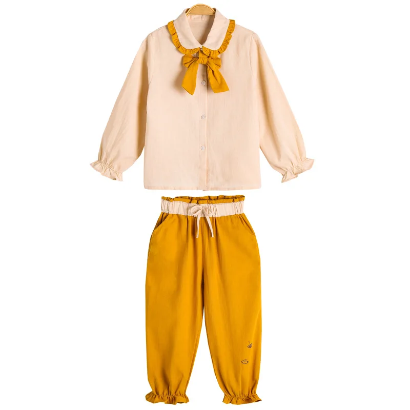 

The new 2021 girls spring han edition children's wear suits cuhk children's western style tie coat stylish two-piece autumn