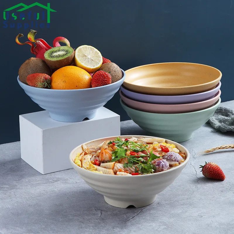 

Large Capacity Plastic Japanese Style Kitchen Coloring Deep Bowls Nordic Tableware Ramen Bowl Kitchenware for Home Dinnerware