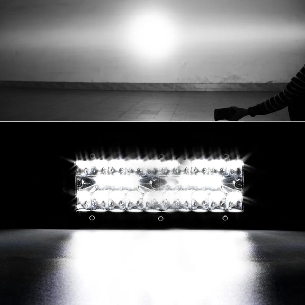 

7 Inch Offroad 120W LED Worklight 3-Row Spot Flood Combo Auto Led Light Bar for ATV Lada Niva 4x4 Boat Led Bar 12V 24V