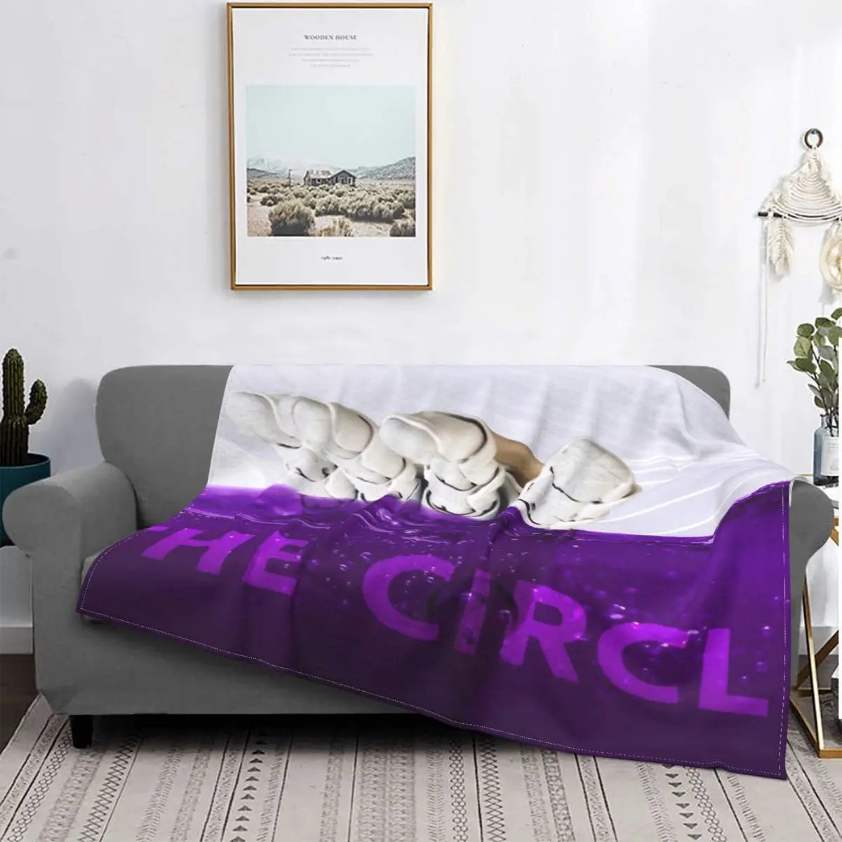 

Robot - The Circle-colcha morada a cuadros para cama, toalla de lino, manta de Picnic de playa, fundas de cama de invierno
