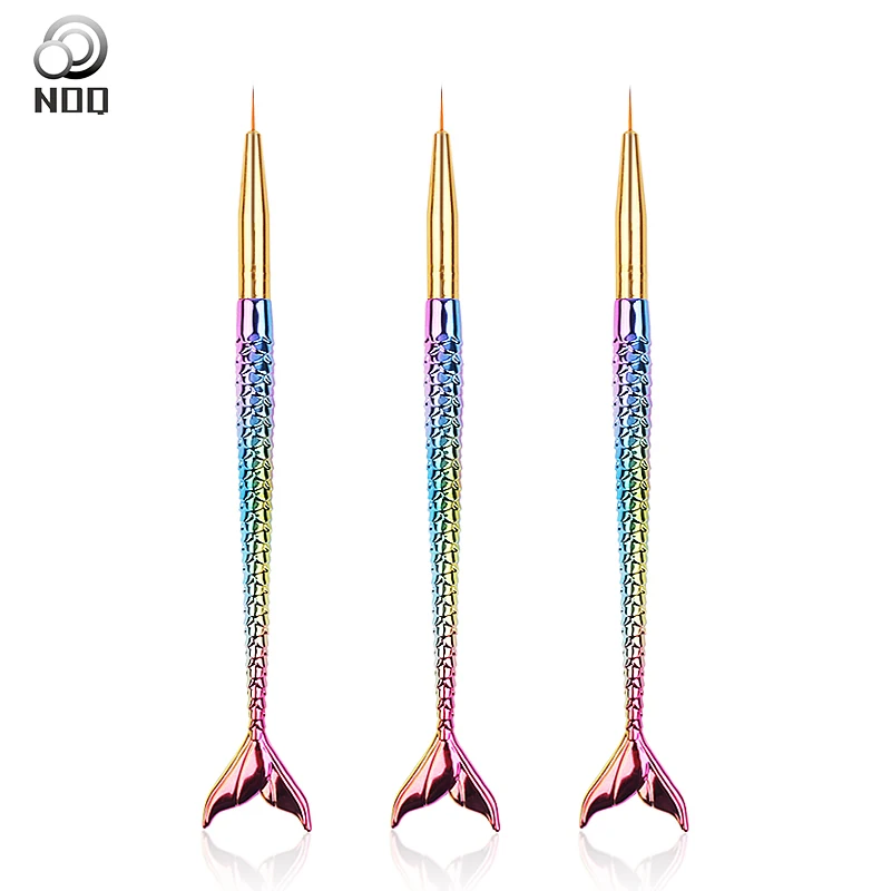 

3Pcs/set Mermaid Tail Nails Pencil Pull Wire Nail Brushes Rod Gradient Rod Fish Tail Pull Pen Nail Art Painted Pen Carved