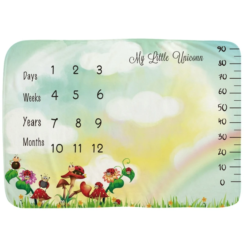 

Baby Monthly Record Growth Milestone Blanket Newborn Soft Flannel Swaddle Wrap Photography Props Creative Background Cloth T8ND