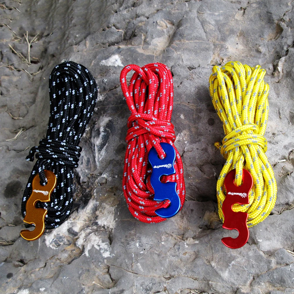 

4pcs 3mm Adjustable Tent Wind Rope Outdoor Camping High-strength Reflective Rope With S-Ring Buckle Hooks Tent Accessories