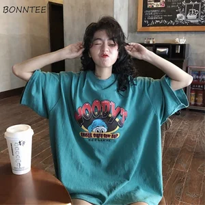 Футболки женские с мультяшным принтом, мягкая свободная уличная одежда для отдыха, забавная женская футболка в стиле Харадзюку, летняя одежда для девочек