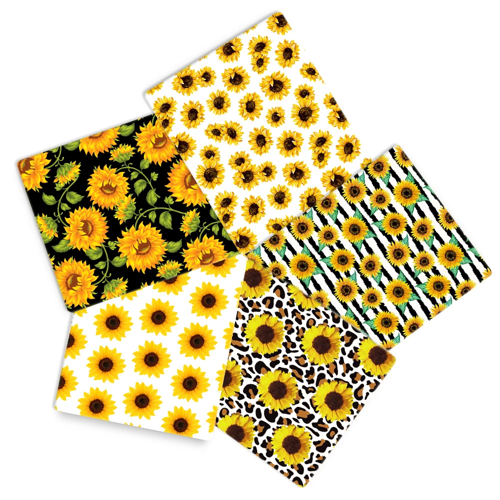 

David accessories 50*145cm 5pcs/set Sunflower Patchwork Printed Polyester Cotton Fabric For Tissue Kids Needlework DIY,1Yc13314