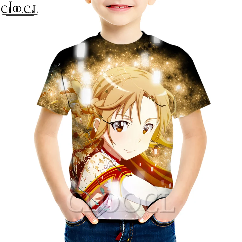 

Летние детские футболки CLOOCL из японского аниме «меч арт онлайн», 3D принт, для девочек и мальчиков, с коротким рукавом, лидер продаж, модные по...