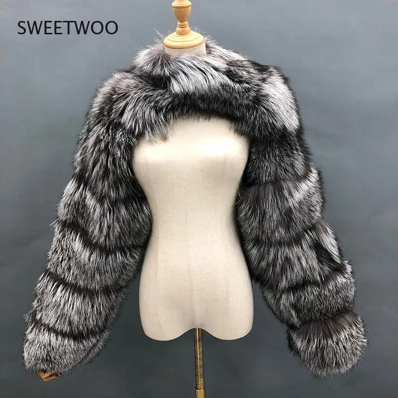Fashion Winter High Quality Short Faux Fox Fur Coat Women 2021 Vintage Long Sleeve Warm Mink Slim Jackets Furry Coat Femme Top