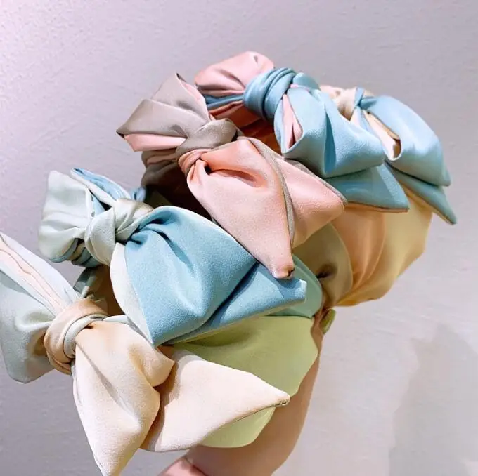 

women Sweet silk noodles, three layers of big bows women hairbands cute head hole hair hoop jewelry