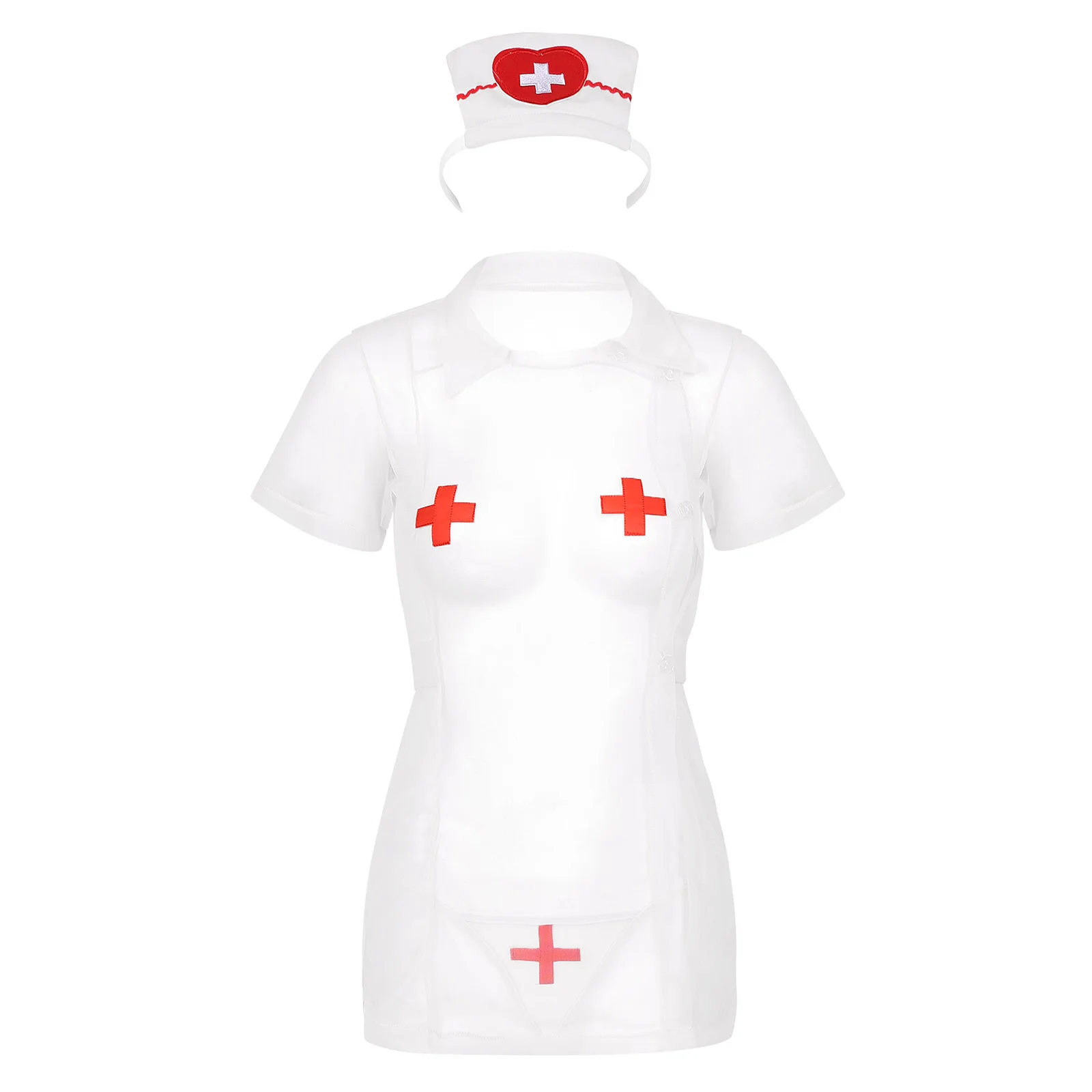 

Sexy Lingerie Women Nurse Cosplay Outfit Sexy Costumes Babydoll See-Through Mesh Lingerie G-String Sexy Party Roleplay Nightwear