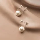 S925 стерлингового серебра цепи жемчужные серьги-гвоздики, серьги, богемные ювелирные изделия серьги минимализм Pendientes серьги для Для женщин