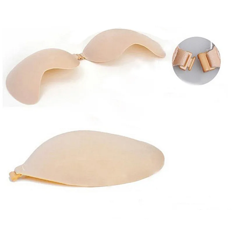 Women self-adhesive unlined Sexy Lady Invisible Silicone V shape Strapless Bra Push UP Bust free shipping 90 pcs/lot 225 USD